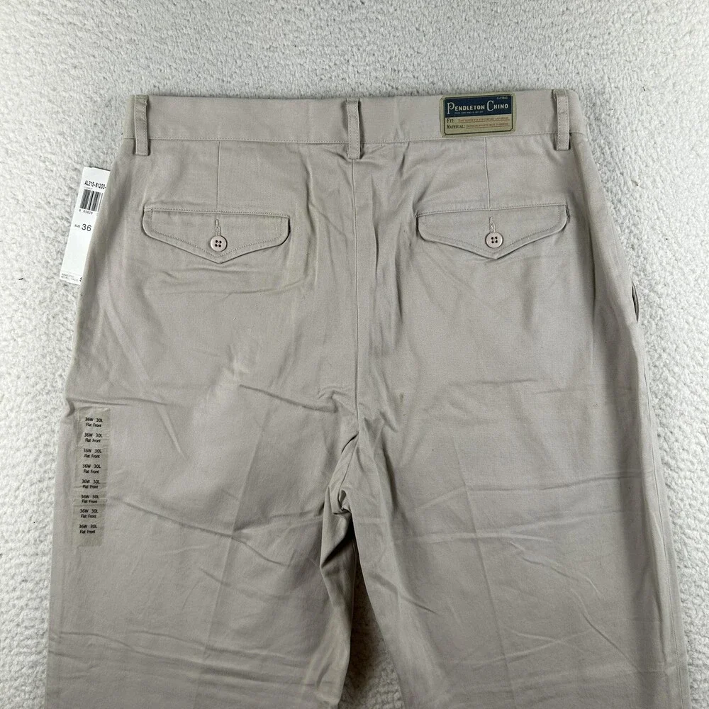 Pendleton Pants Mens 36x30 Beige Chino Flat Front Cotton Twill Straight Leg